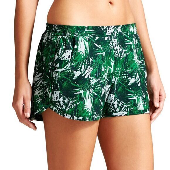 Athleta Tropic Stellar Short Pull On L Palm Tree Print Green/White - Picture 1 of 13